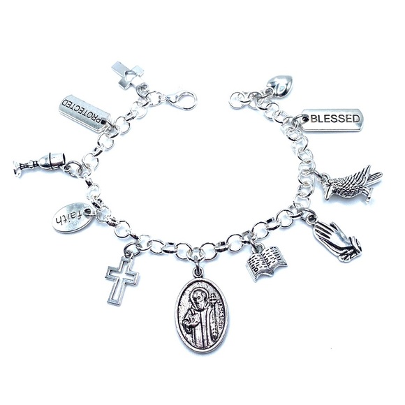 Saint Benedict Charm Bracelet Religious Catholic Christianity - Picture 2 of 8